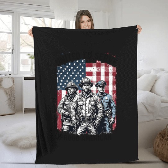 United To Serve USA America Proud American Heroes Fleece Blankets
