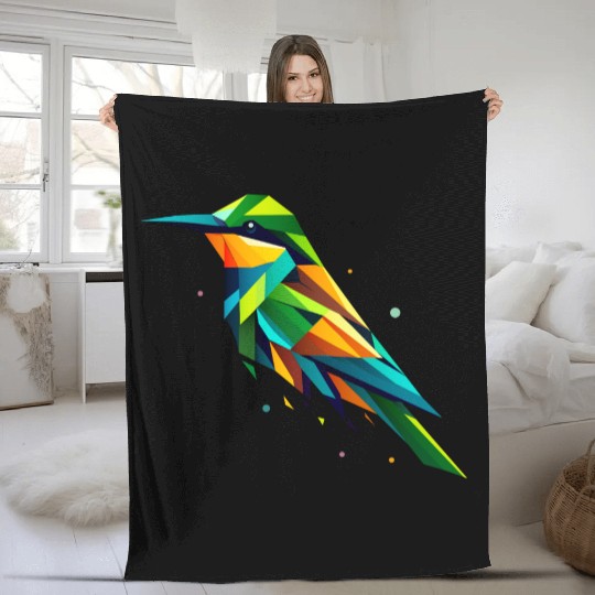 colorful geometric bee-eater bird Fleece Blankets