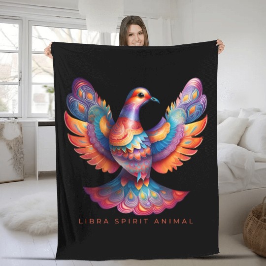 Libra Spirit Animal Dove Alebrije Female Fleece Blankets