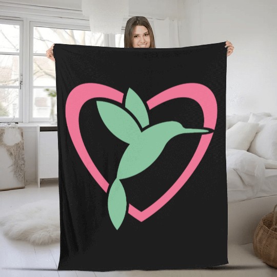Hummingbird Heart For Birds Lovers Fleece Blankets