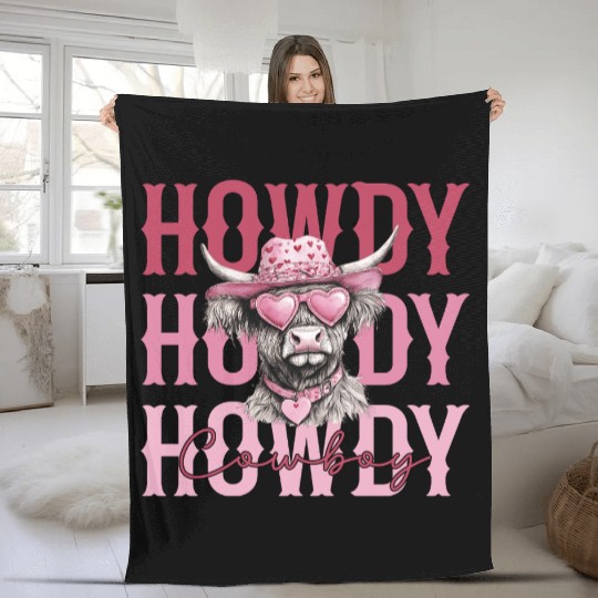 Highland cow - Howdy Cowboy Fleece Blankets
