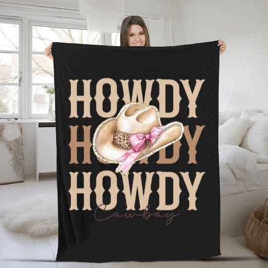Howdy Cowboy hat Fleece Blankets