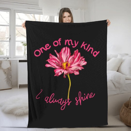 Positive quote pink Cosmos flower self-affirmation Fleece Blankets