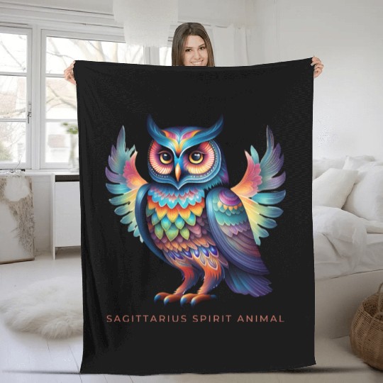 Sagittarius Spirit Animal Owl Alebrije Male Fleece Blankets