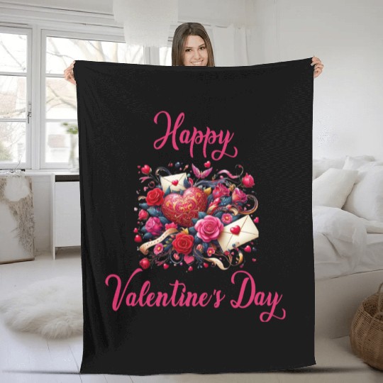 Happy Valentine's day Fleece Blankets