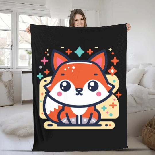 Cute Little Fox 1 Fleece Blankets