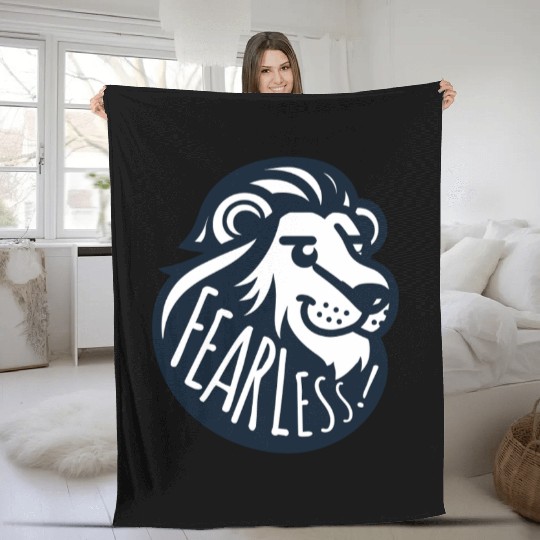 fearless lion Fleece Blankets