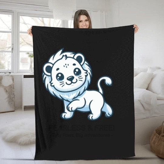 Fearless lion cub Fleece Blankets