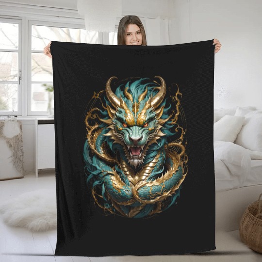 The chinese Dragon Fleece Blankets