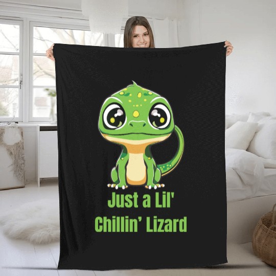 Just a Lil' Chillin’ Lizard Fleece Blankets