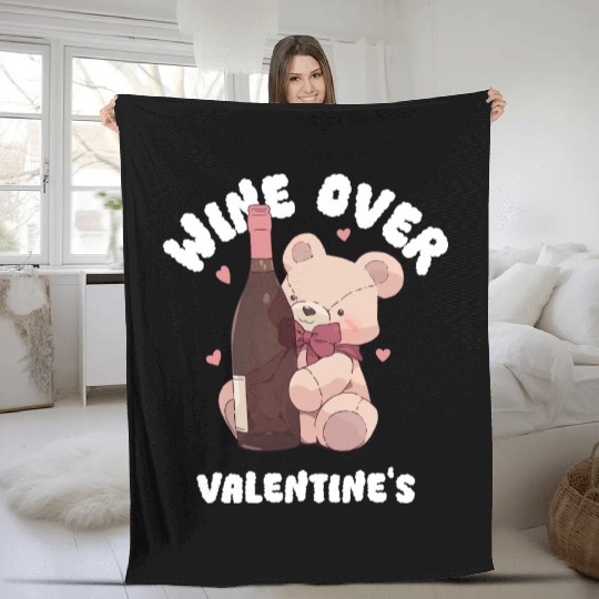 Wine over Valentine's Fleece Blankets