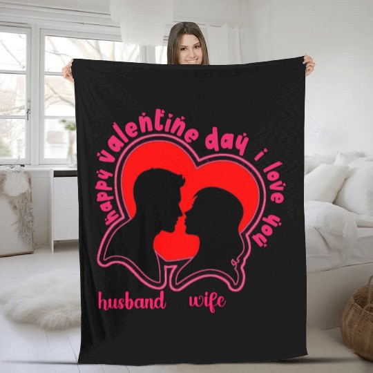Happy Valentine Day Fleece Blankets