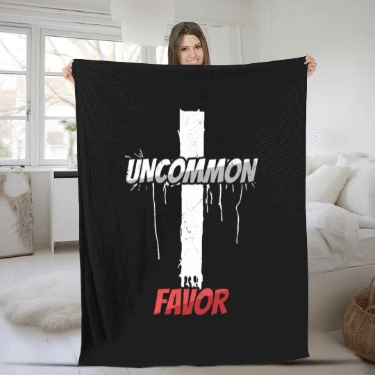 Uncommon Favor Jesus Christ Cross Happy Easter Fleece Blankets