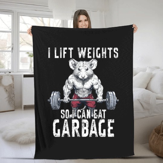 Opossum Weightlifting Workout Gym Gift Fleece Blankets
