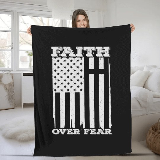 Faith Over Fear Happy Easter Fleece Blankets