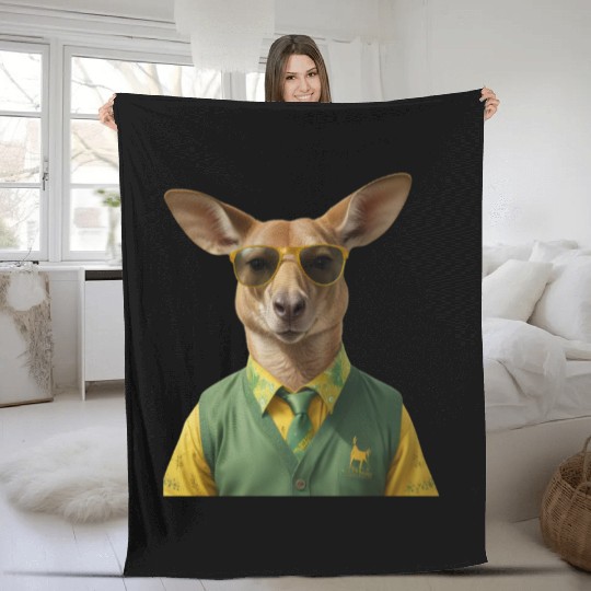 Green and Gold Kangaroo 6 Fleece Blankets