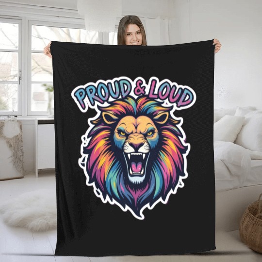 Proud & Loud LGBTQ+ Lion – Fierce Pride Fleece Blankets