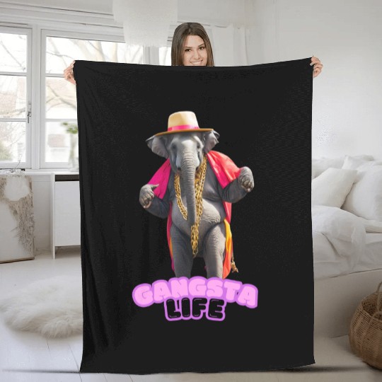 Gangsta Life Elephant 3 Fleece Blankets