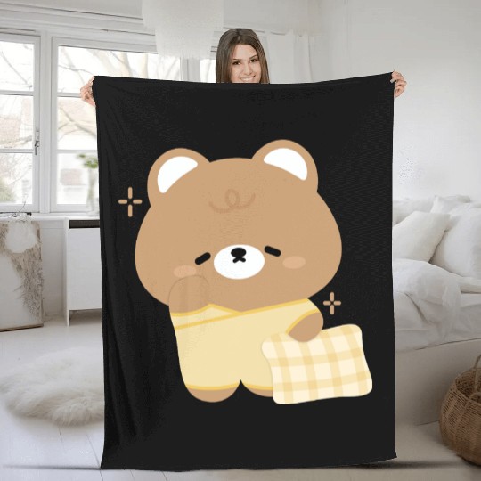 Sleepy Brown Bear Fleece Blankets