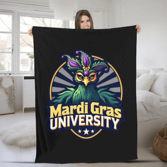 Mardi Gras University Peacock Women's Mardi Gramas Fleece Blankets