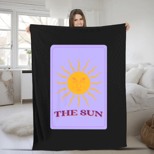 The Sun, Aesthetic Tarot Cards Fleece Blankets