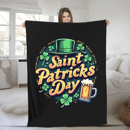 Saint Patrick`s Day Beer Fleece Blankets