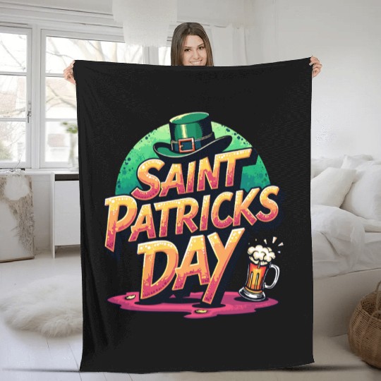Saint Patrick`s Day Beer Fleece Blankets