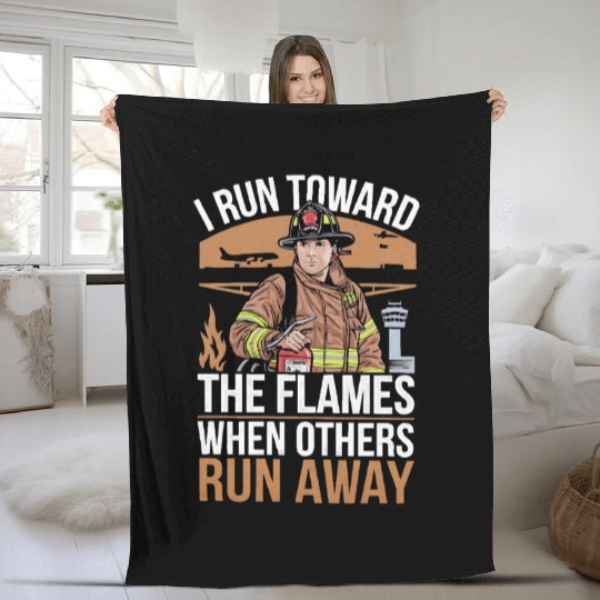 Airport Firefighter Fire Rescue Fireman Firewoman Fleece Blankets