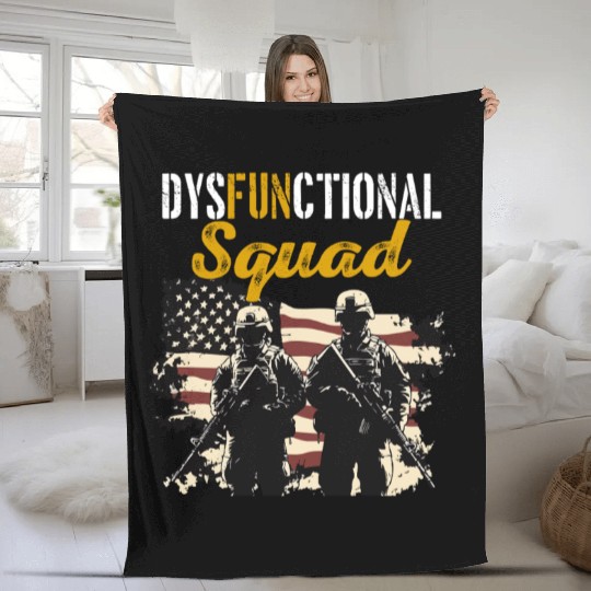 Dysfunctional Veteran Dysfunctional Squad Fleece Blankets