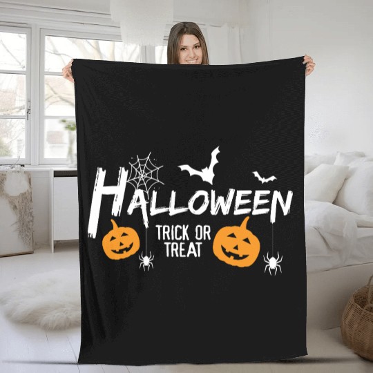 halloween trick or treat Fleece Blankets