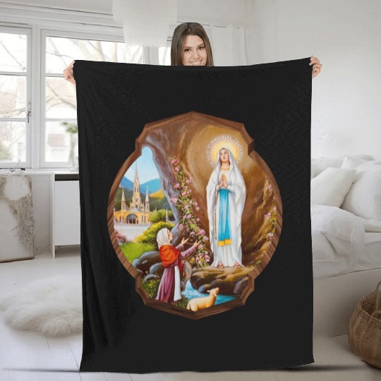 Our Lady of Lourdes St Bernadette Immaculate Mary Fleece Blankets