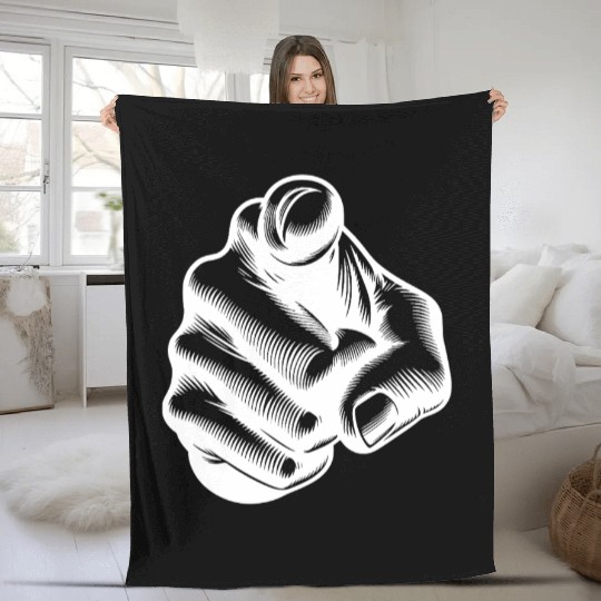 Classic Iconic Finger Pointing Hand Gesture Fleece Blankets