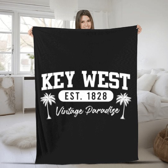 KEY-WEST ESTABLISHED 1828 VINTAGE PARADISE Fleece Blankets