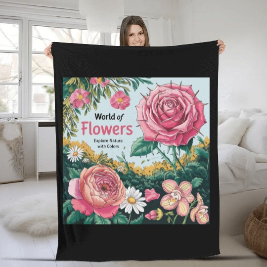 World of Flowers: A Beautiful Coloring Book for Ad Fleece Blankets