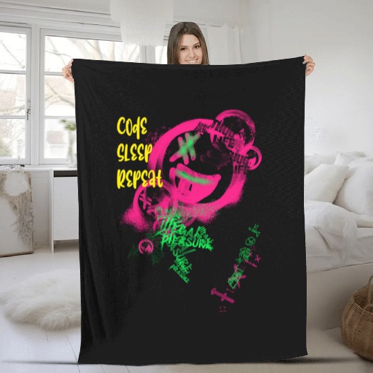 Code Sleep Repeat Programmer Fleece Blankets