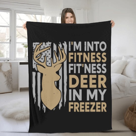 I'm Into Fitness Fit'Ness Deer In My Freezer Deer Fleece Blankets
