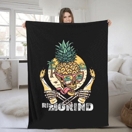 Rise and Grind – Tropical Skull Party Fleece Blankets
