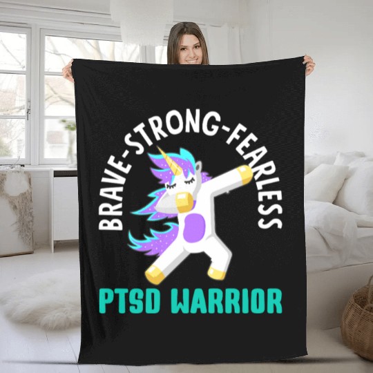 Brave Strong Fearless PTSD Awareness Fleece Blankets