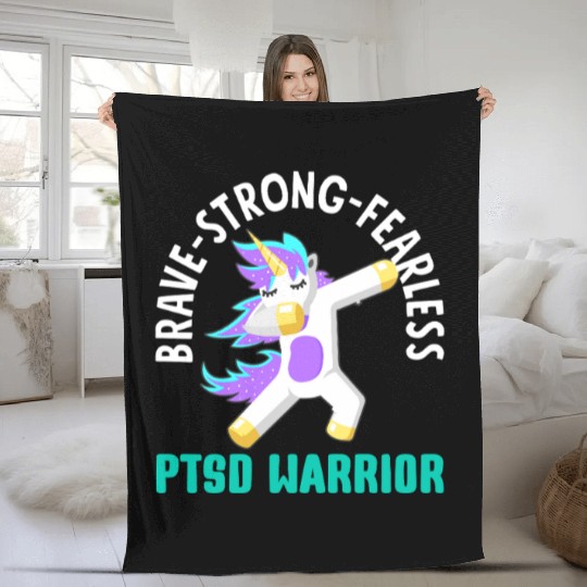 Brave Strong Fearless PTSD Awareness Fleece Blankets