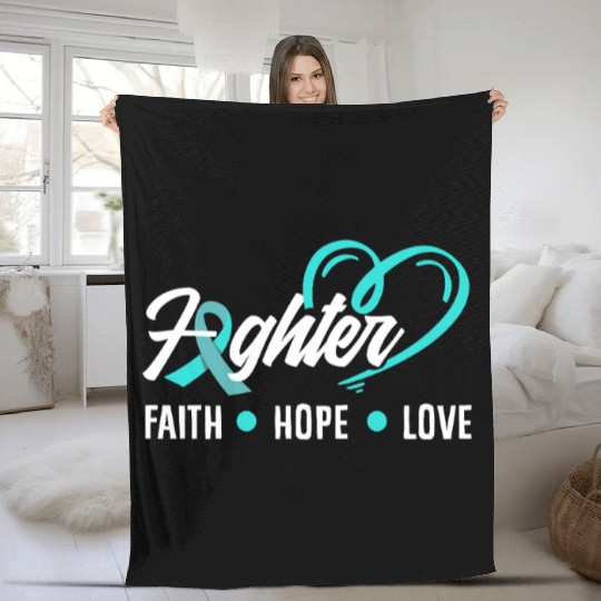 PTSD Awareness Faith Hope Love Fighter Fleece Blankets