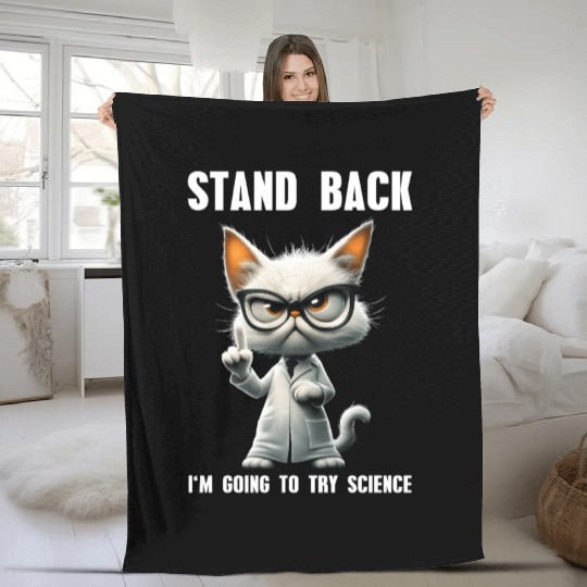 I'm Going To Try Science Science Cat Meme Fleece Blankets