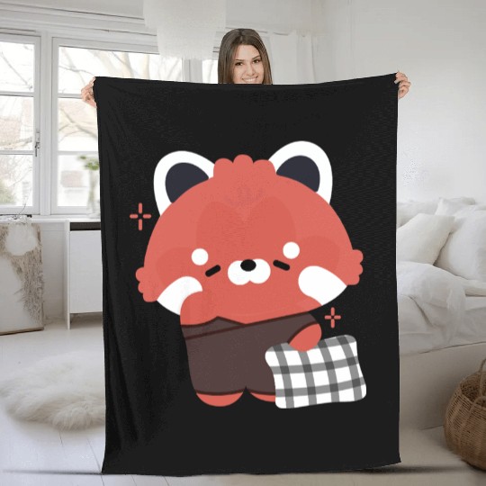 Sleepy Red Panda Fleece Blankets