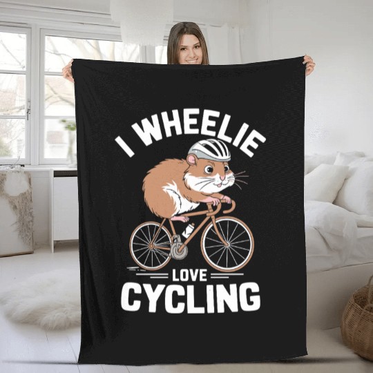 I Wheelie Love Cycling Hamster Fun Fleece Blankets