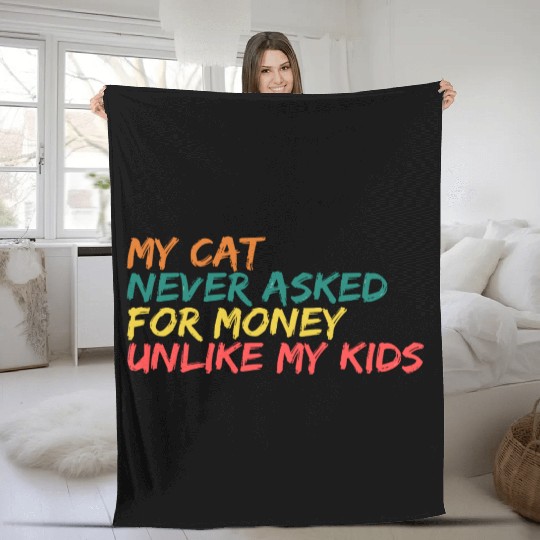Retro Feline Philosophy Fleece Blankets