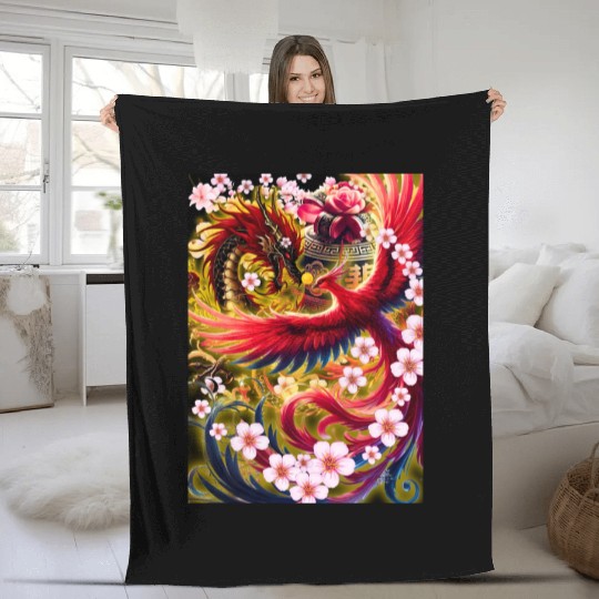 Chinese Dragon and Phoenix Fleece Blankets