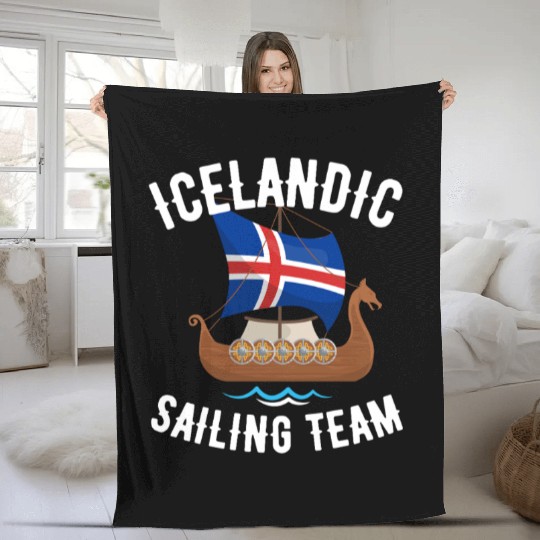 Icelandic Sailing Team Funny Viking Fleece Blankets