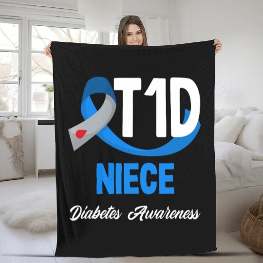 T1D Niece Diabetes Type 1 Awareness Fleece Blankets