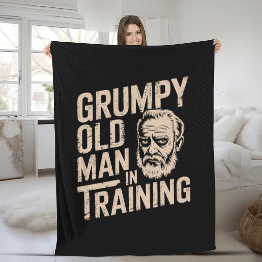 Grumpy Old Man Fleece Blankets
