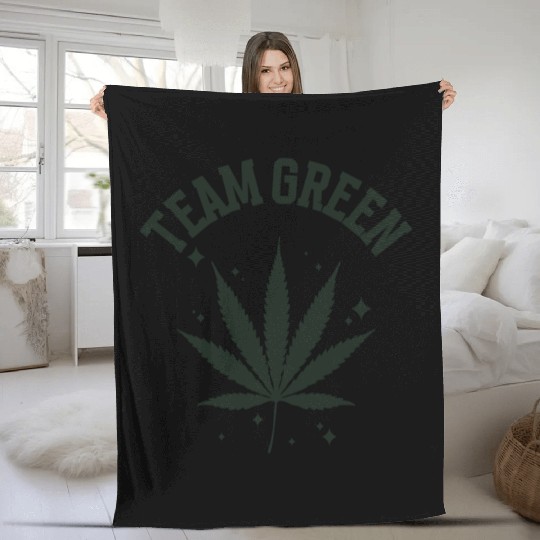 Team Green with Pot Leaf Fleece Blankets