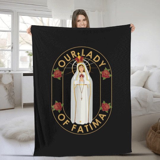 Our Lady of Fatima Rosary Prayer Holy Blessed Mary Fleece Blankets